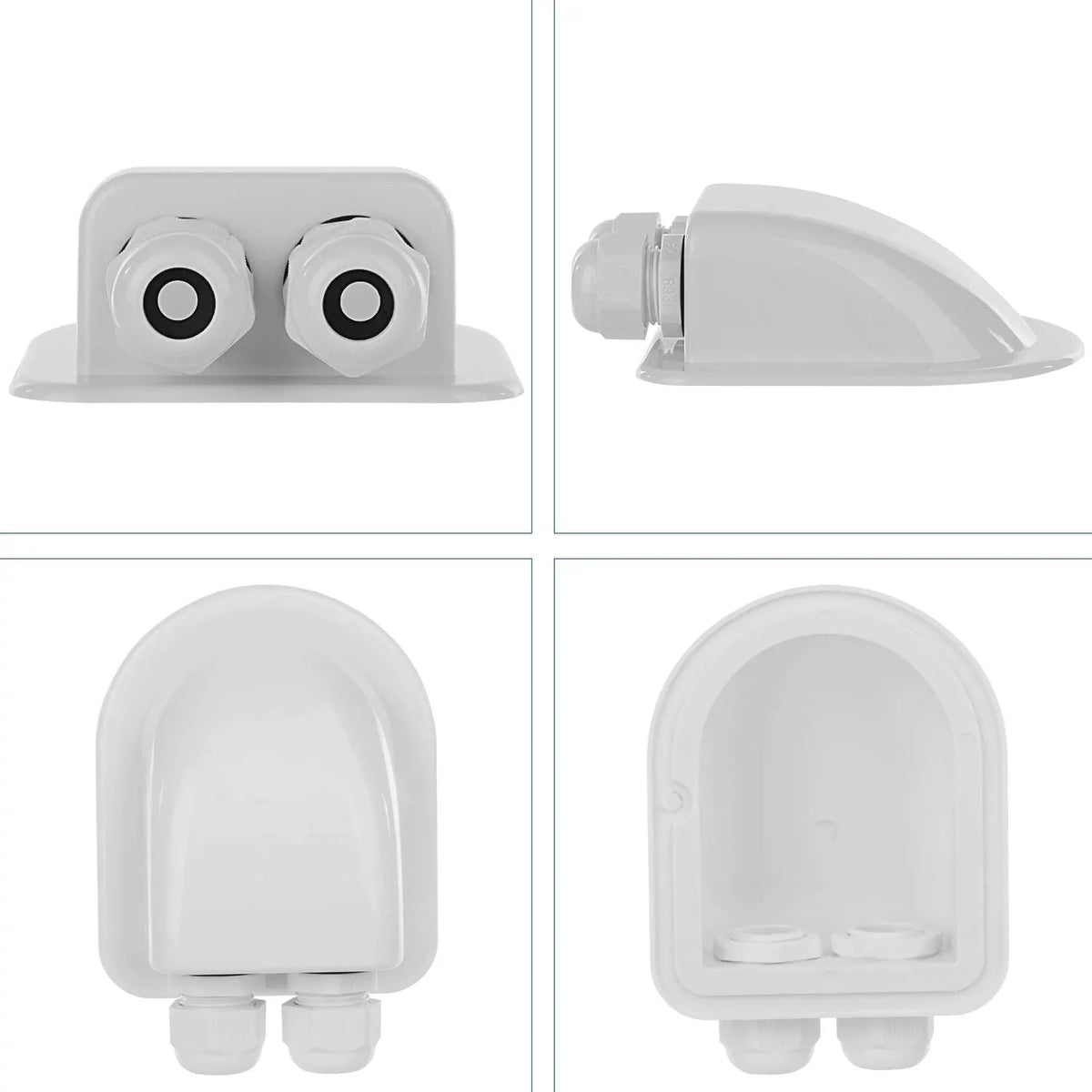 Restmo IP68 Waterproof Solar Cable Entry Gland, Weather Resistant Dual Cable Entry Housing for Solar Panels of RV, Caravan, Marine, Boat, Cabin, White
