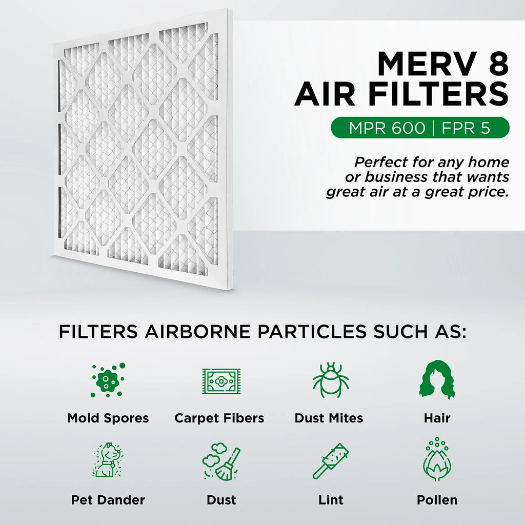 Pamlico Air 12x12x1 MERV 8 Pleated AC Furnace Air Filters. Case of 12. Actual Size: 11-3/8 x 11-3/8 x 3/4