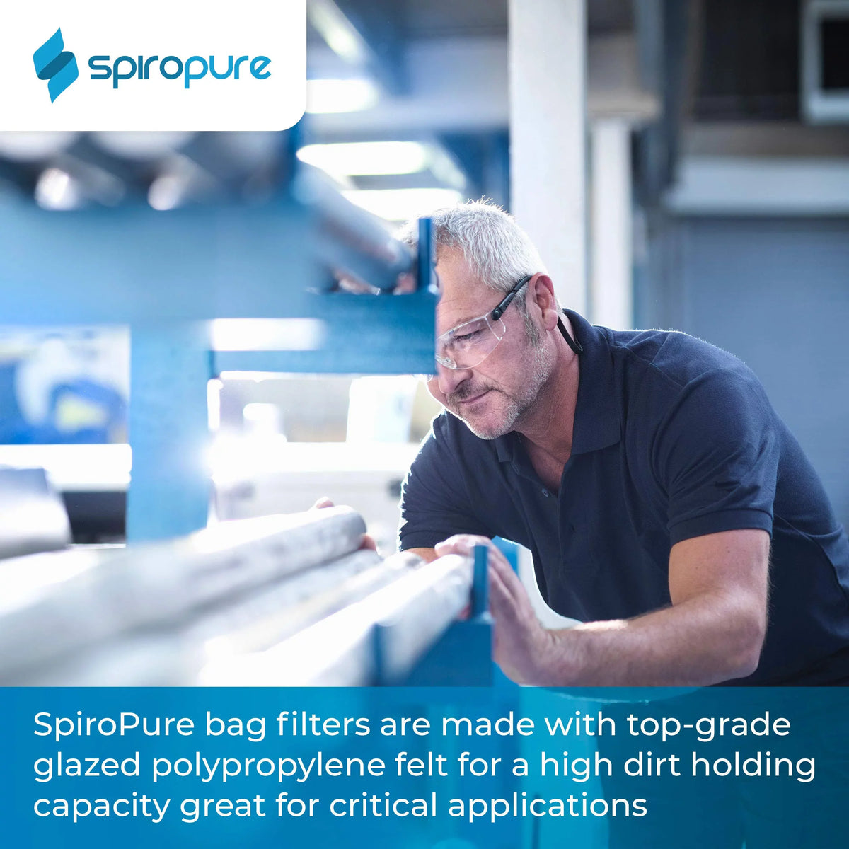 SpiroPure SP-BP-410-200 200 Micron #3 (10”) Glazed Polypropylene Felt Liquid Bag Filter BP-410-200 155395-03 (Case of 40)