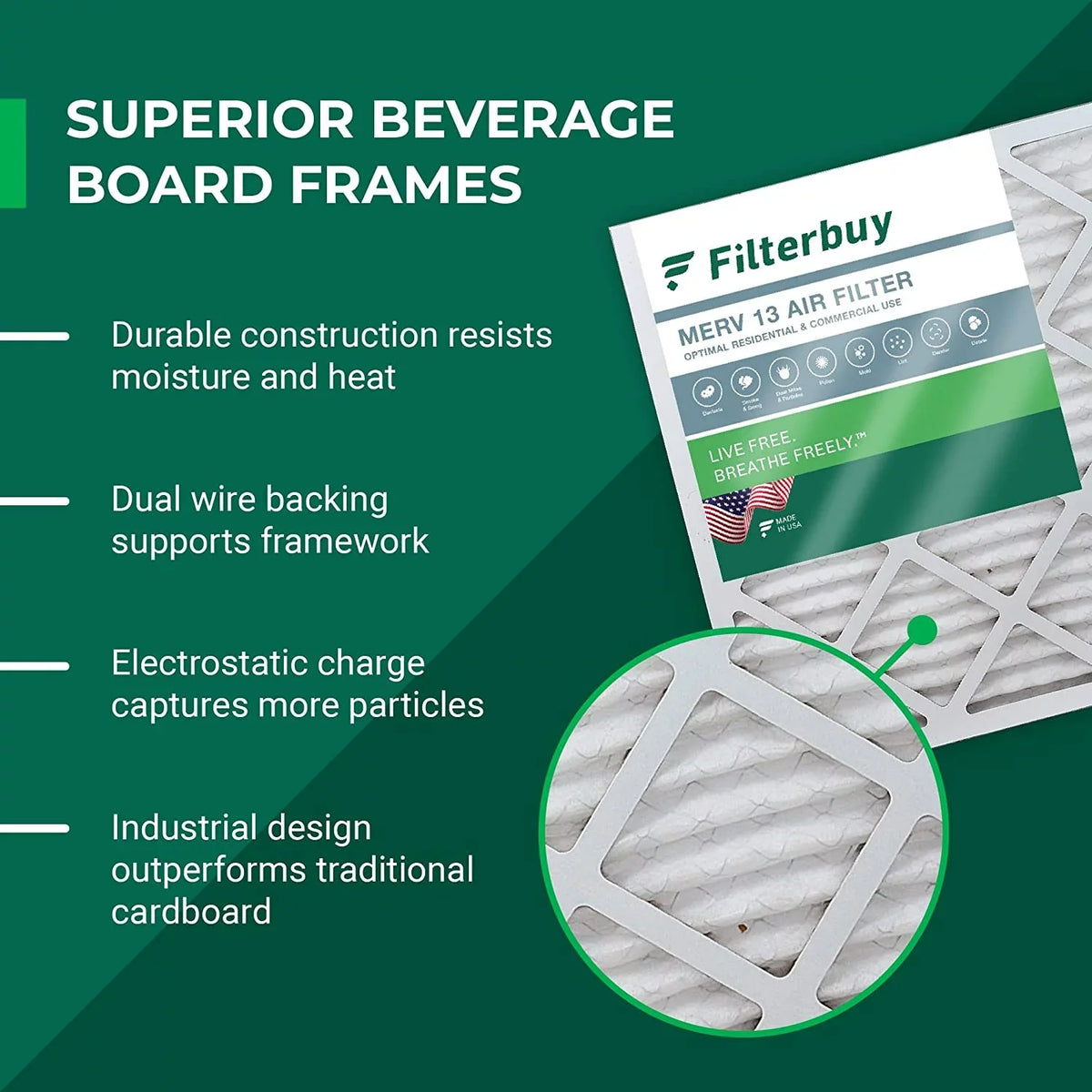 Filterbuy 12x36x2 MERV 13 Pleated HVAC AC Furnace Air Filters (4-Pack)