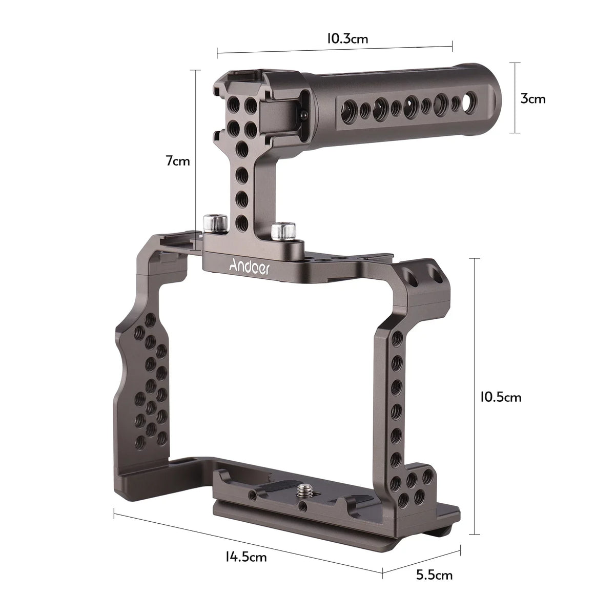 Andoer Aluminum Alloy Camera Cage Kit with Video Rig Handle Grip Replacement for A7R III/ A7 II/ A7III