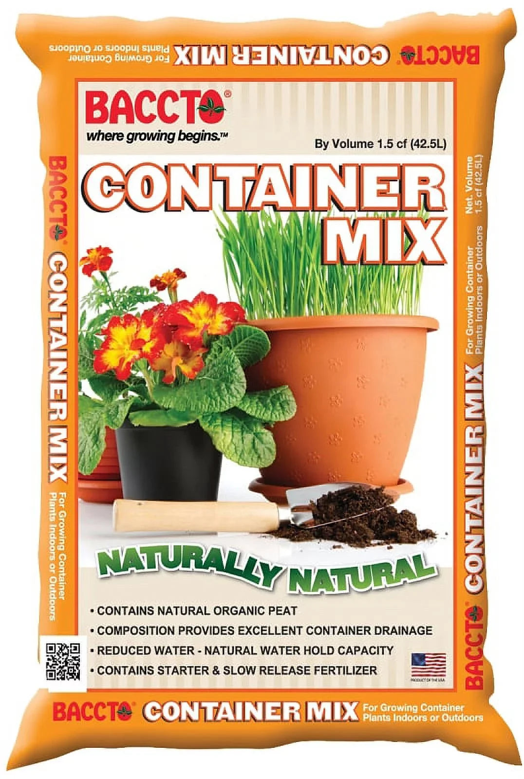 Baccto 1815 Container Mix, 1.5 cu-ft, Bag, Light Brown to Dark Brown, Solid
