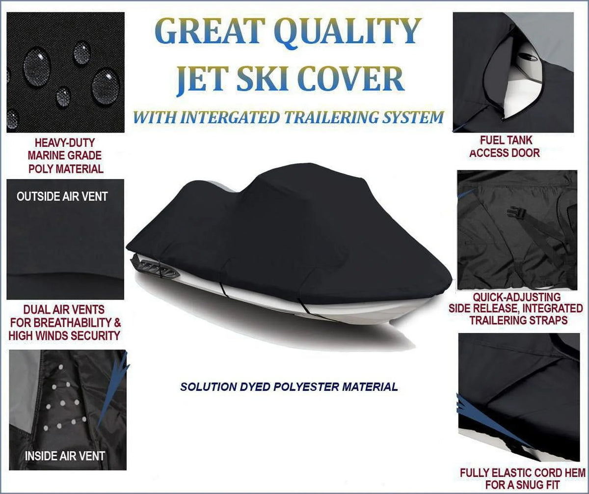 Ebony PWC 600D JET SKI Cover Compatible for Polaris SL 750 1992 1993 1994 1995 1-2 Seater