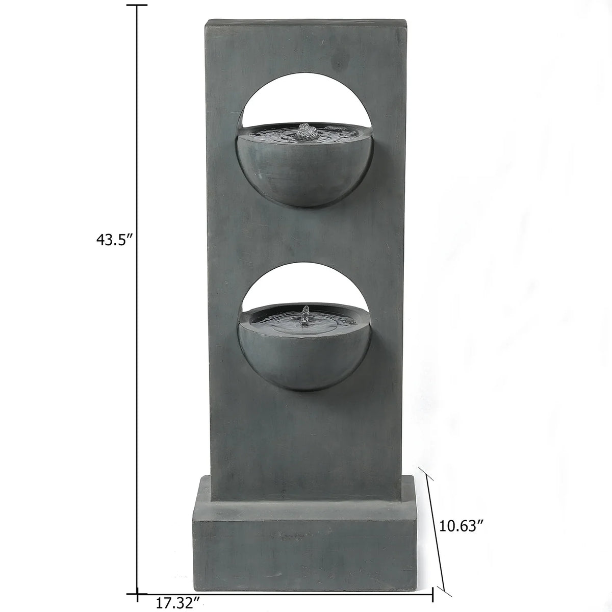 HomeStock Vintage Visions Gray Cement Column Two Tier Bowl Bubbler Outdoor Fountain