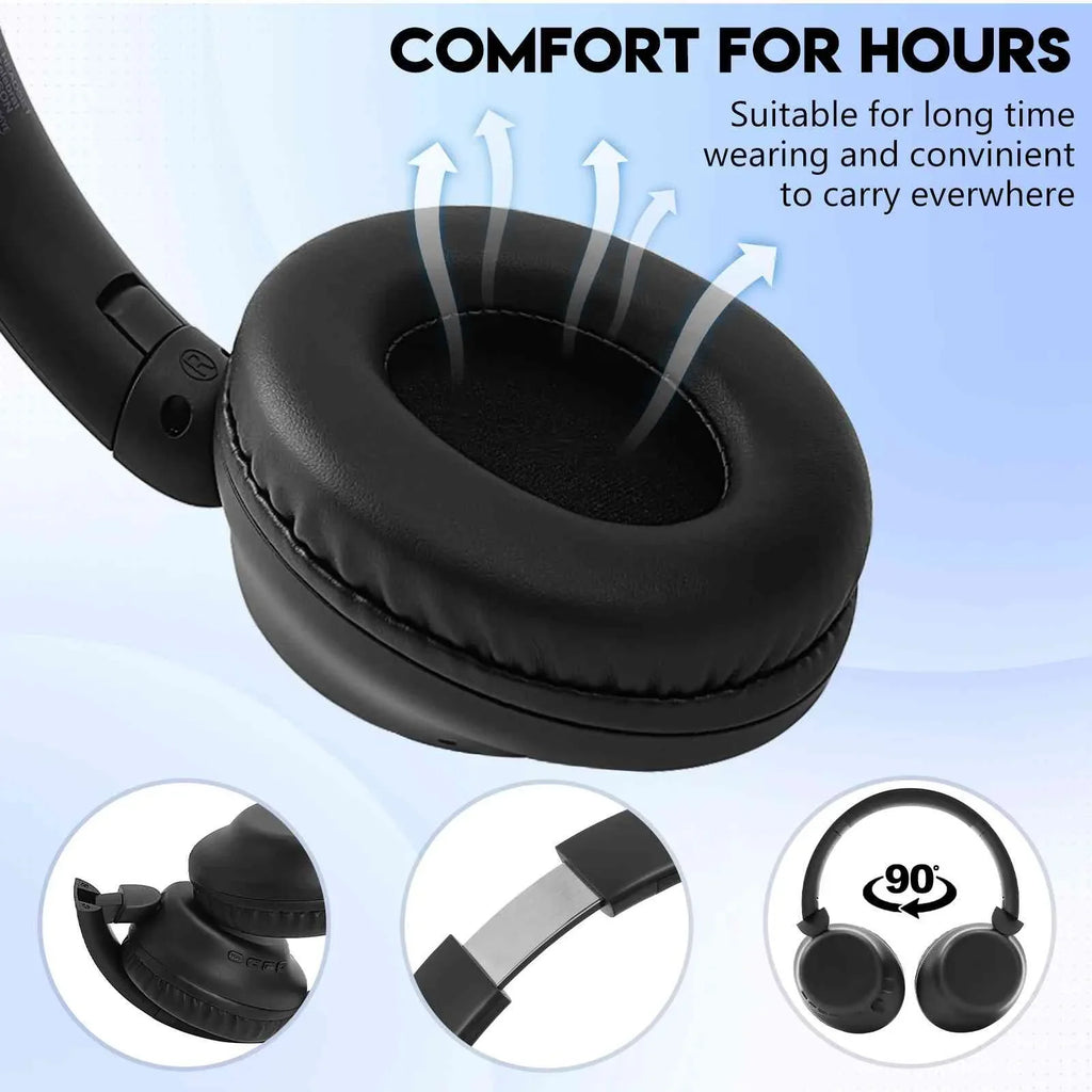 UrbanX UX35 Wireless Bluetooth Stereo Earphones with High Resolution Audio, Deep Bass, Superior Comfort Over The Ear Headphones with Mic for QMobile Energy X2 Phone Call Support