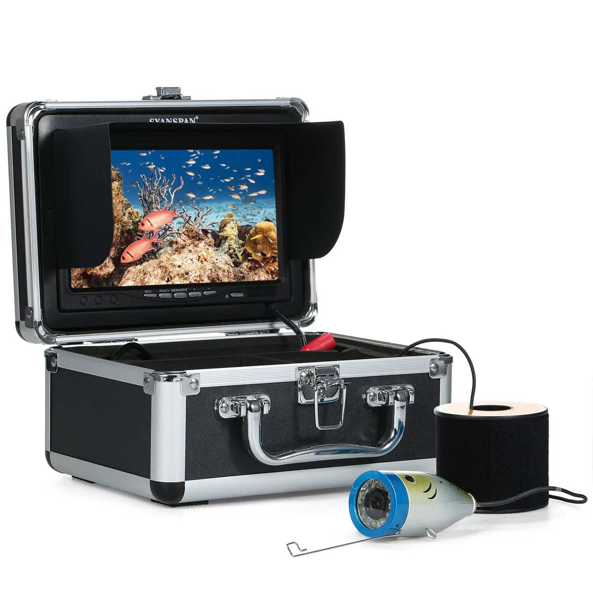 moobody Underwater Fishing Camera Fish Finder with 12LEDs 7Inch/9Inch LCD Display 15M/30M/50M Cable IP68 Waterproof for Sea Lake Boat Ice Fishing