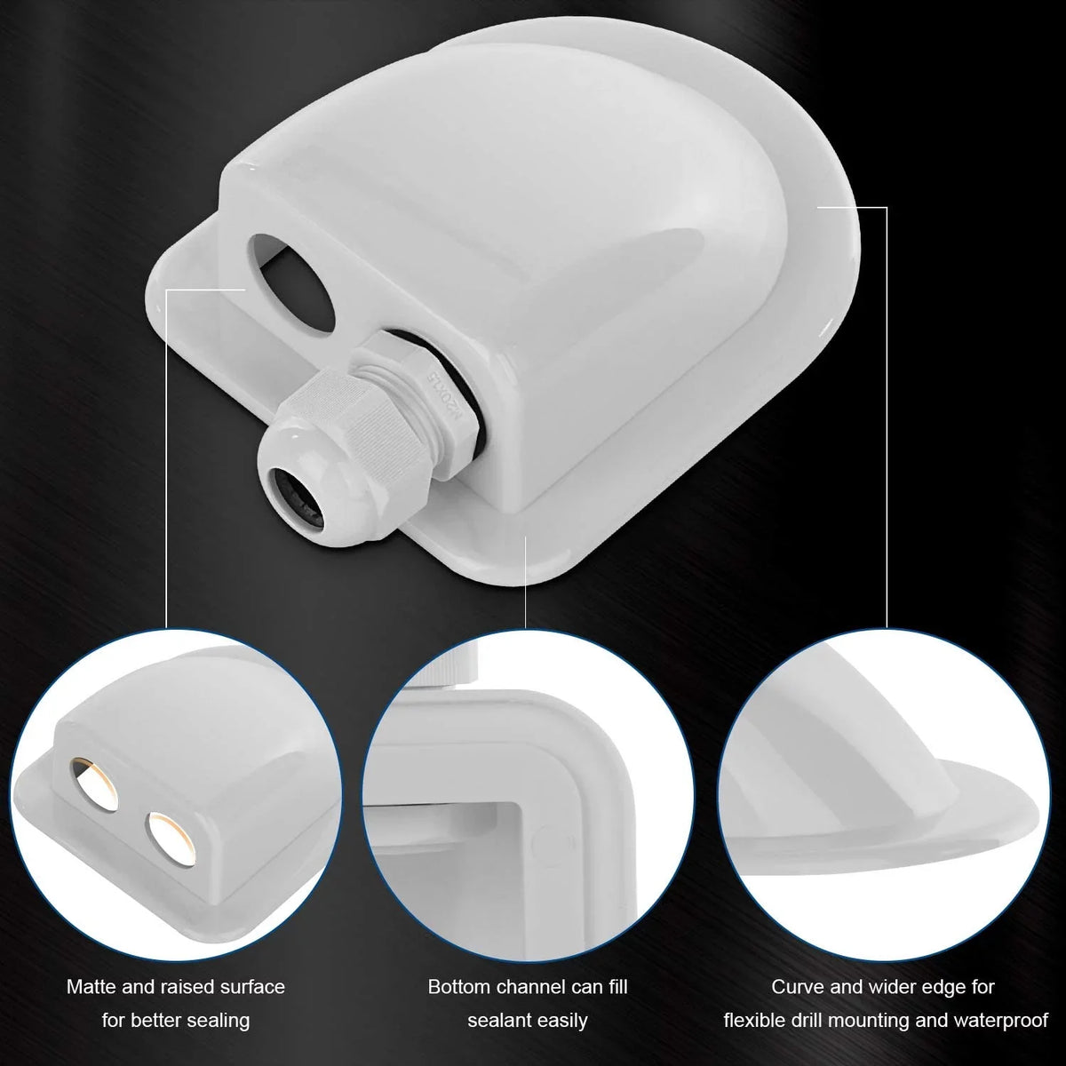 Restmo IP68 Waterproof Solar Cable Entry Gland, Weather Resistant Dual Cable Entry Housing for Solar Panels of RV, Caravan, Marine, Boat, Cabin, White