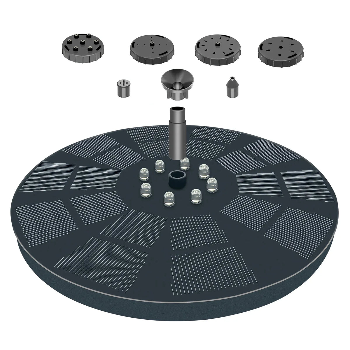 Nebublu Fountain,7 Spray Patterns Solar Pump 3w Water Pump With Battery Pond Pool Bath 7 Patterns Water Pump And Solar Powered 3w Solar Powered Pool Fish Bath 7 Spray Led