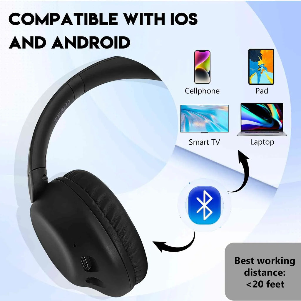 UrbanX Perfect Comfort 955 II Overhead Wireless Bluetooth Headphones For Gear S3 classic LTE Noise-Cancelling, with – Jet