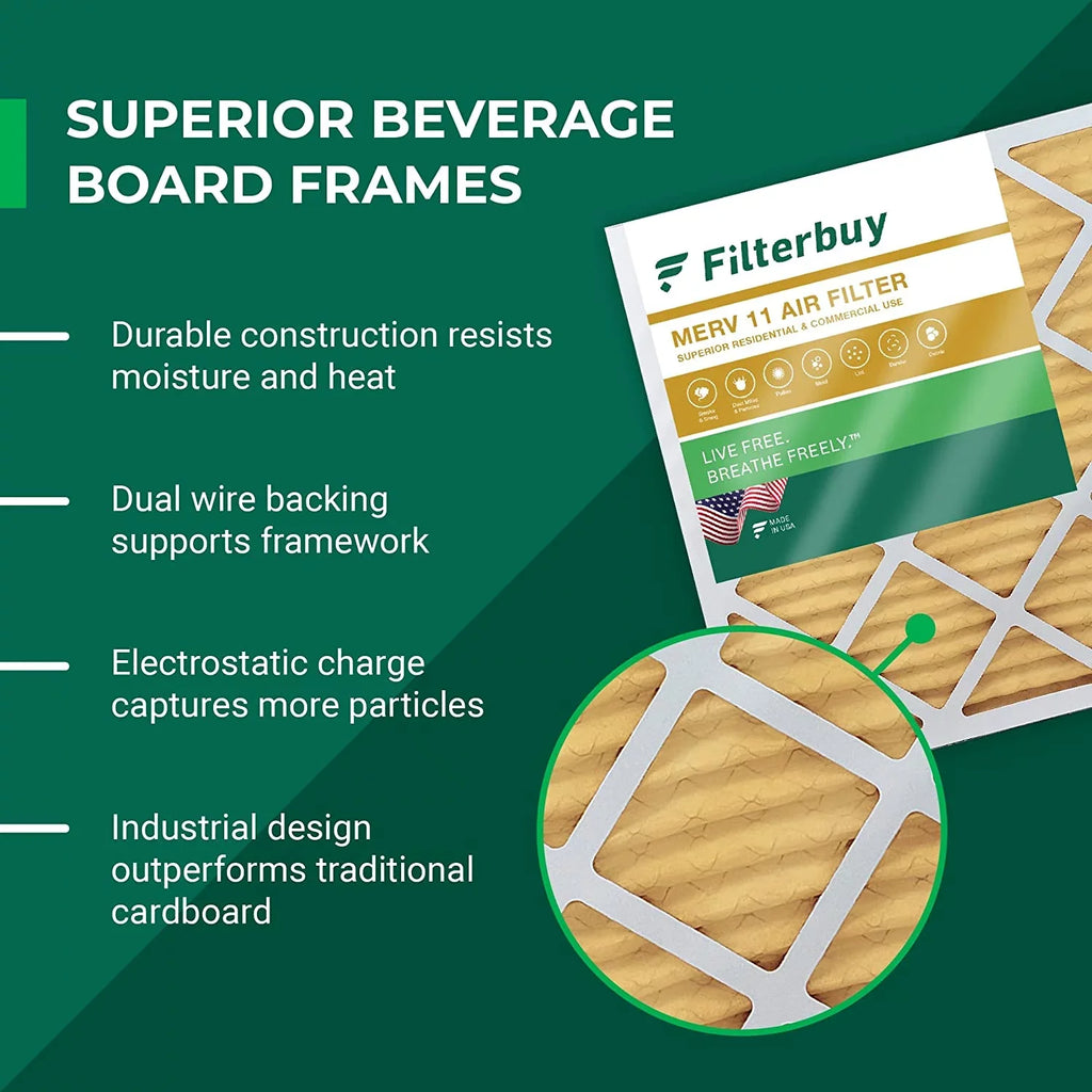 Filterbuy 17x17x1 MERV 11 Pleated HVAC AC Furnace Air Filters (2-Pack)