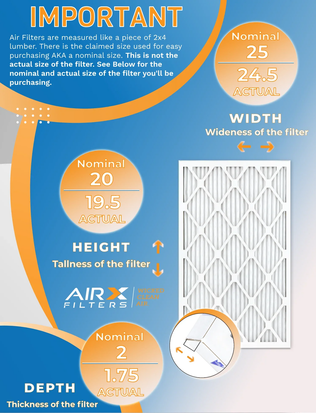 20x25x2 Air Filter MERV 11 Rating, 12 Pack of Furnace Filters Comparable to MPR 1000, MPR 1200 & FPR 7 - Made in USA by AIRX FILTERS WICKED CLEAN AIR.