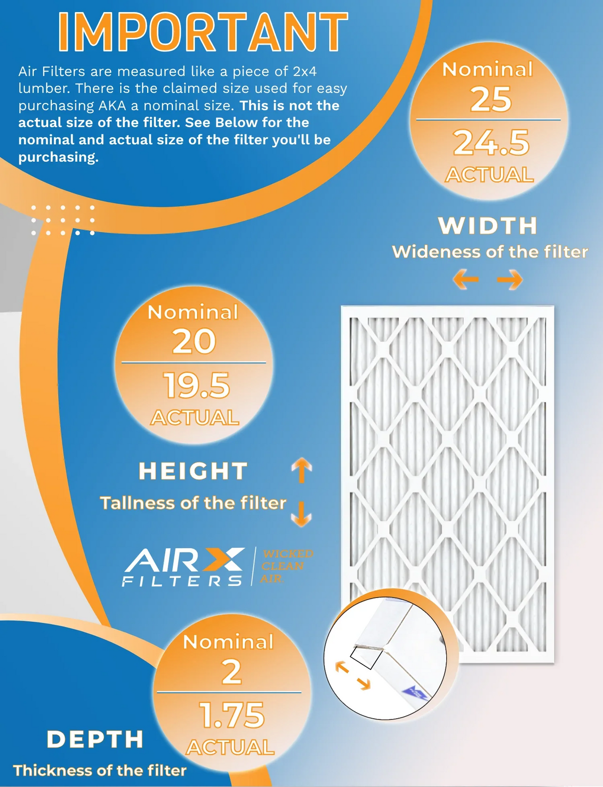 20x25x2 Air Filter MERV 11 Rating, 12 Pack of Furnace Filters Comparable to MPR 1000, MPR 1200 & FPR 7 - Made in USA by AIRX FILTERS WICKED CLEAN AIR.
