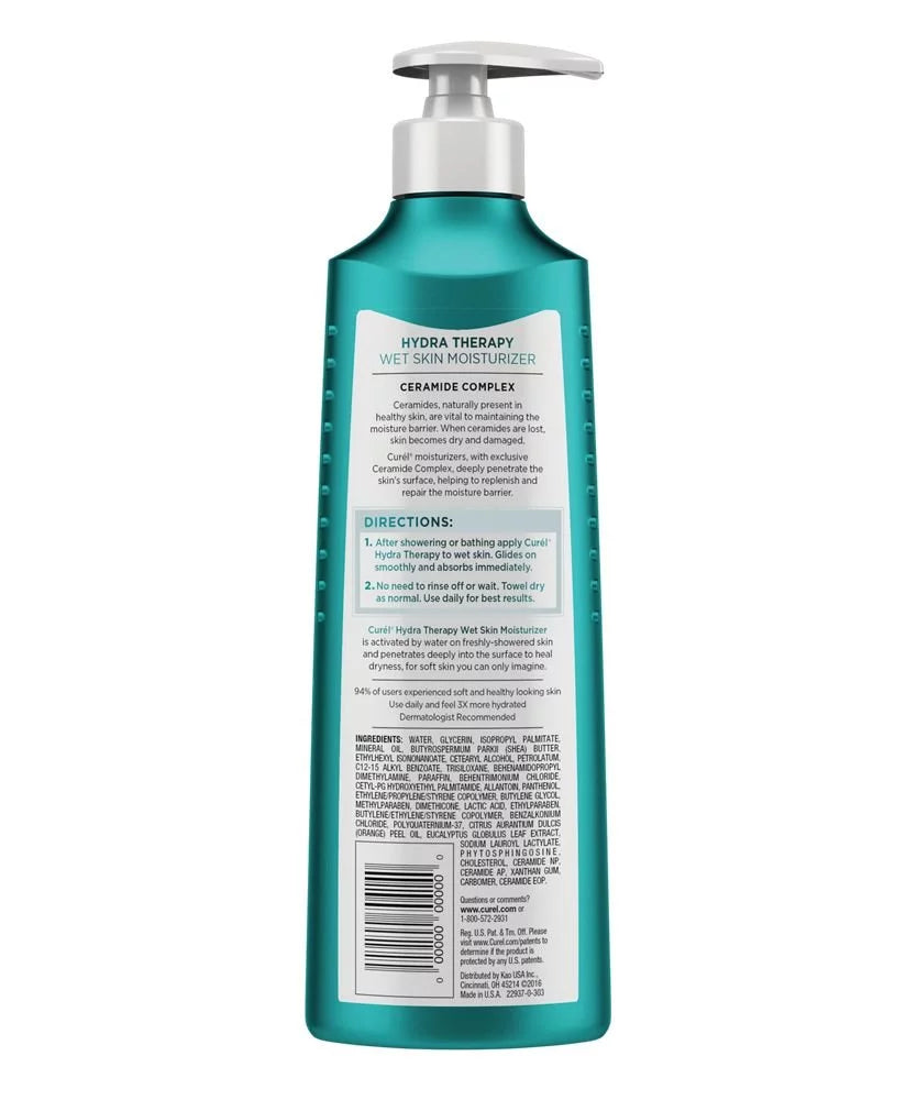Curel Skincare Hydra Therapy Itch Defense Wet Skin Moisturizer, 12 oz (Pack of 2)