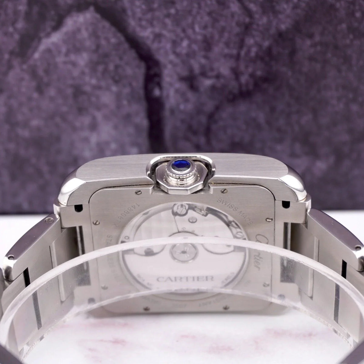 Cartier Tank Anglaise 37mm by 49mm Stainless Steel Mens Watch Silver Dial 3507