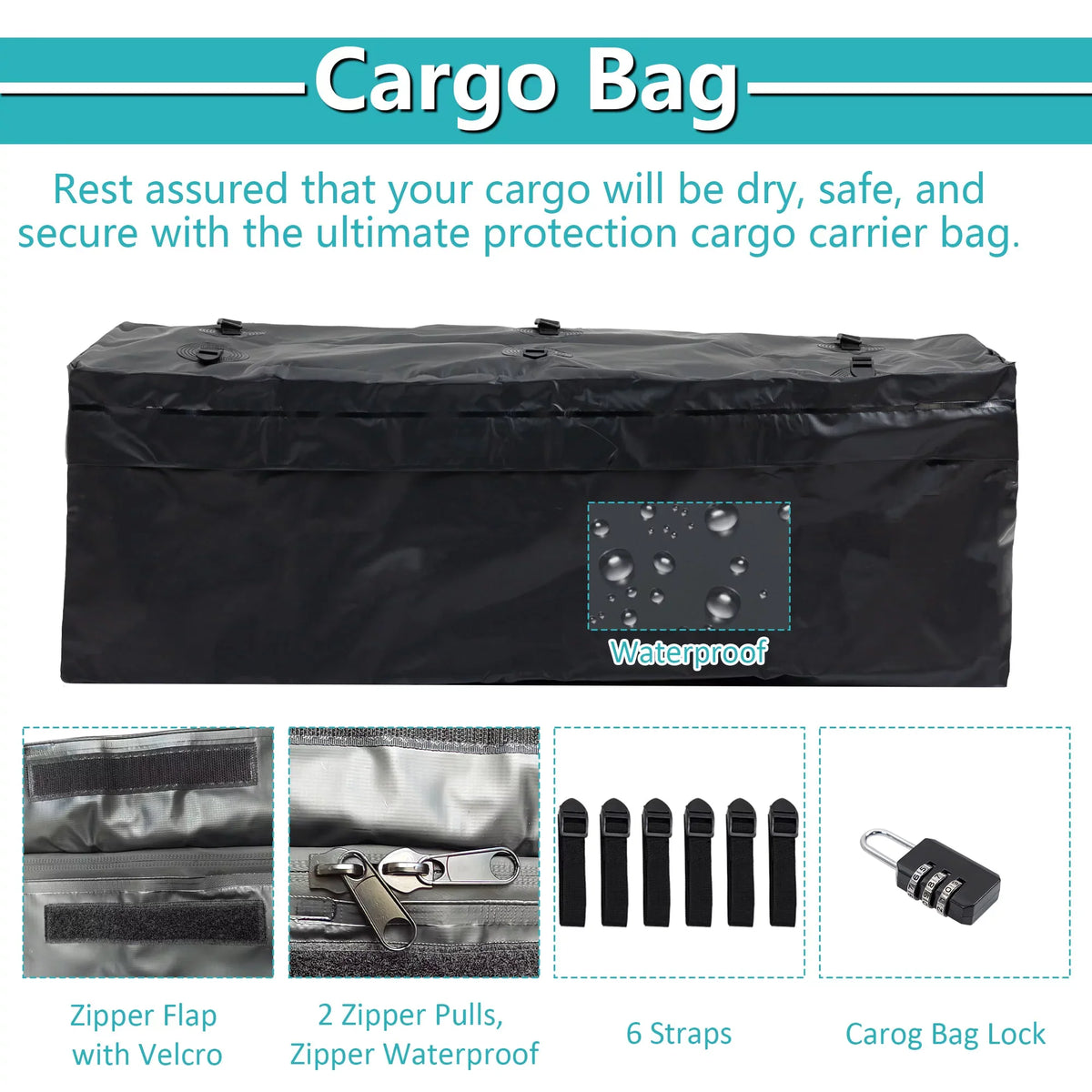 60" x 24" x 6" Hitched Mounted Folding Cargo Basket with a 500 lb Capacity for Car SUV Truck Trailer, Jet