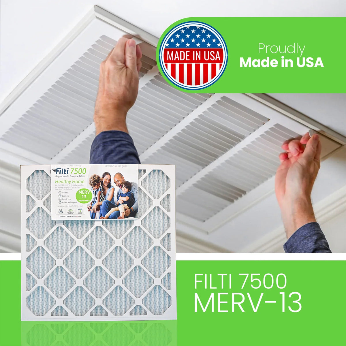 Filti 7500 20x2x25in Pleated Home HVAC Furnace MERV 13 Air Filter (4 Pack)