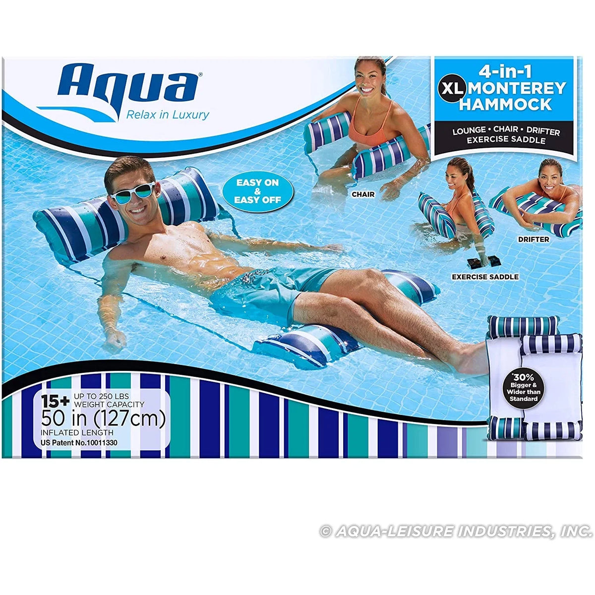 Aqua Deluxe Monterey XL Hammock 4 in 1 Multi Purpose Float, Teal (2 Pack)