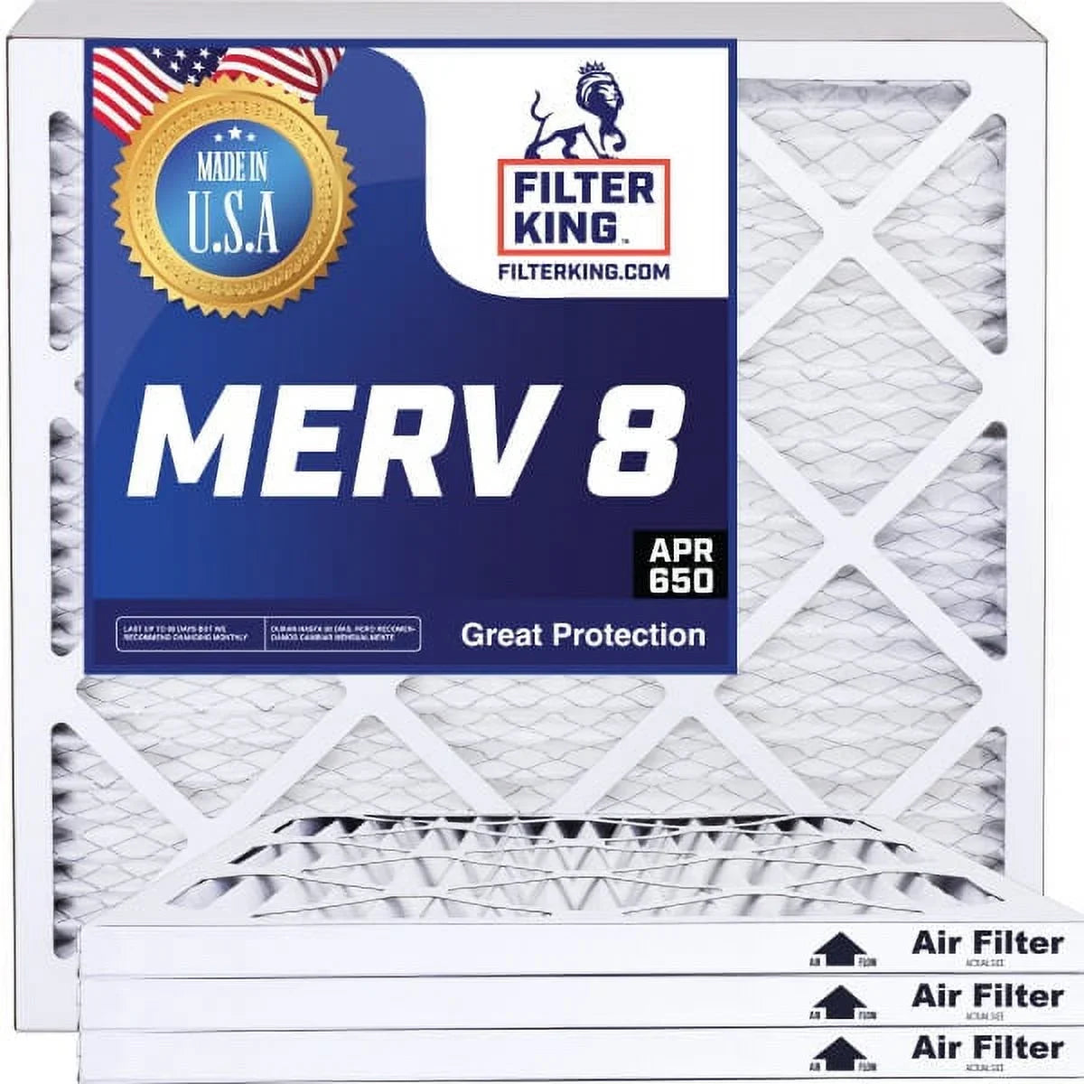 Filter King 12x46x1 Air Filter | 4-PACK | MERV 8 HVAC Pleated A/C Furnace Filters | MADE IN USA | Actual Size: 12 x 46 x .75"