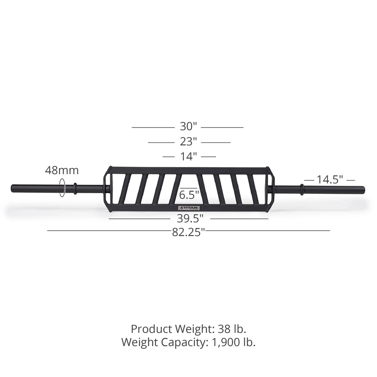 Titan Fitness Hybrid Angled Multi-Grip Olympic Barbell V3, Rated 1,900 LB, Rackable Swiss/Football Bar