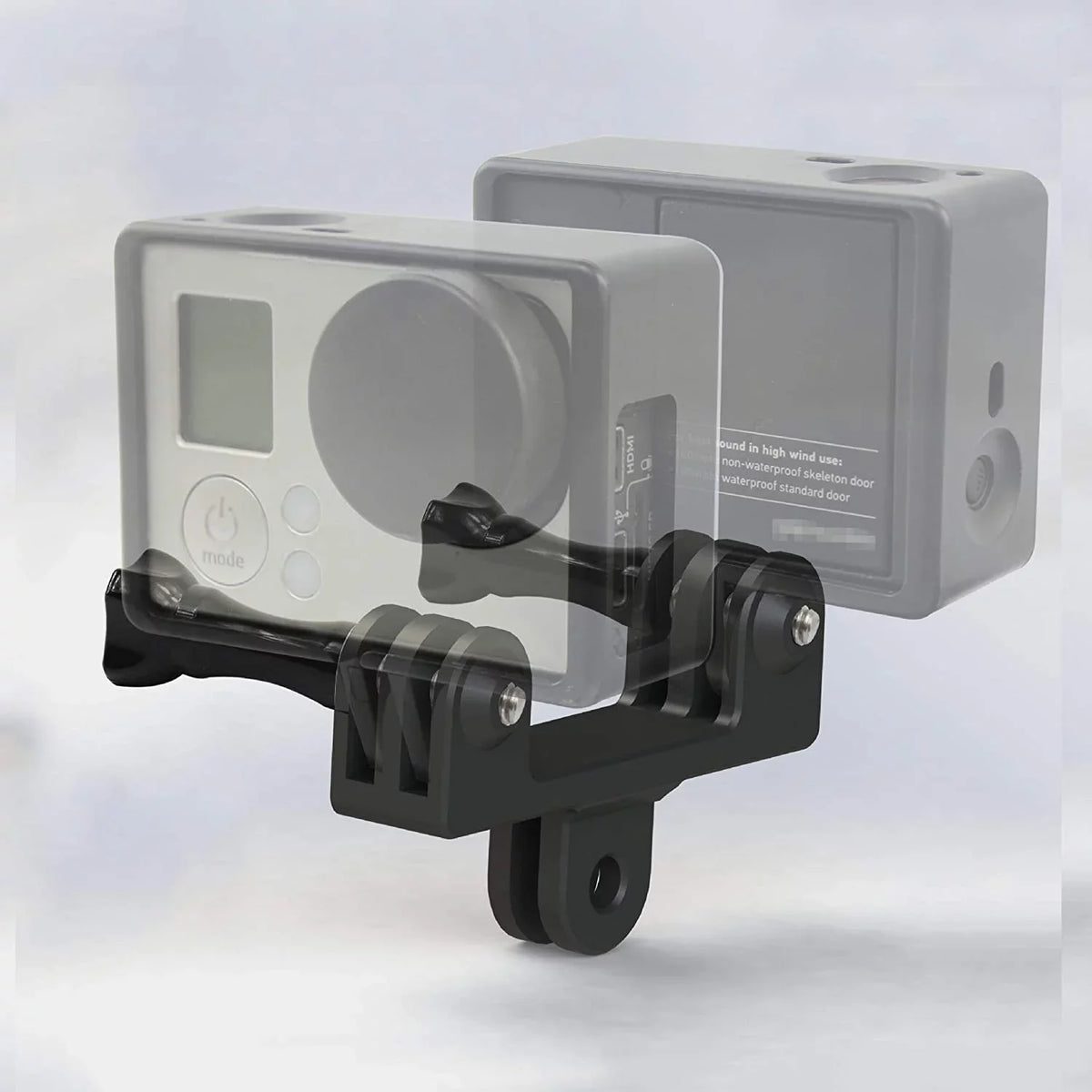 Aluminum Dual Twin Mount Adapter for GoPro Hero 9/8/7/(2018)/6/5/4 Ebony 3+,DJI Osmo Action,AKASO/Campark/YI