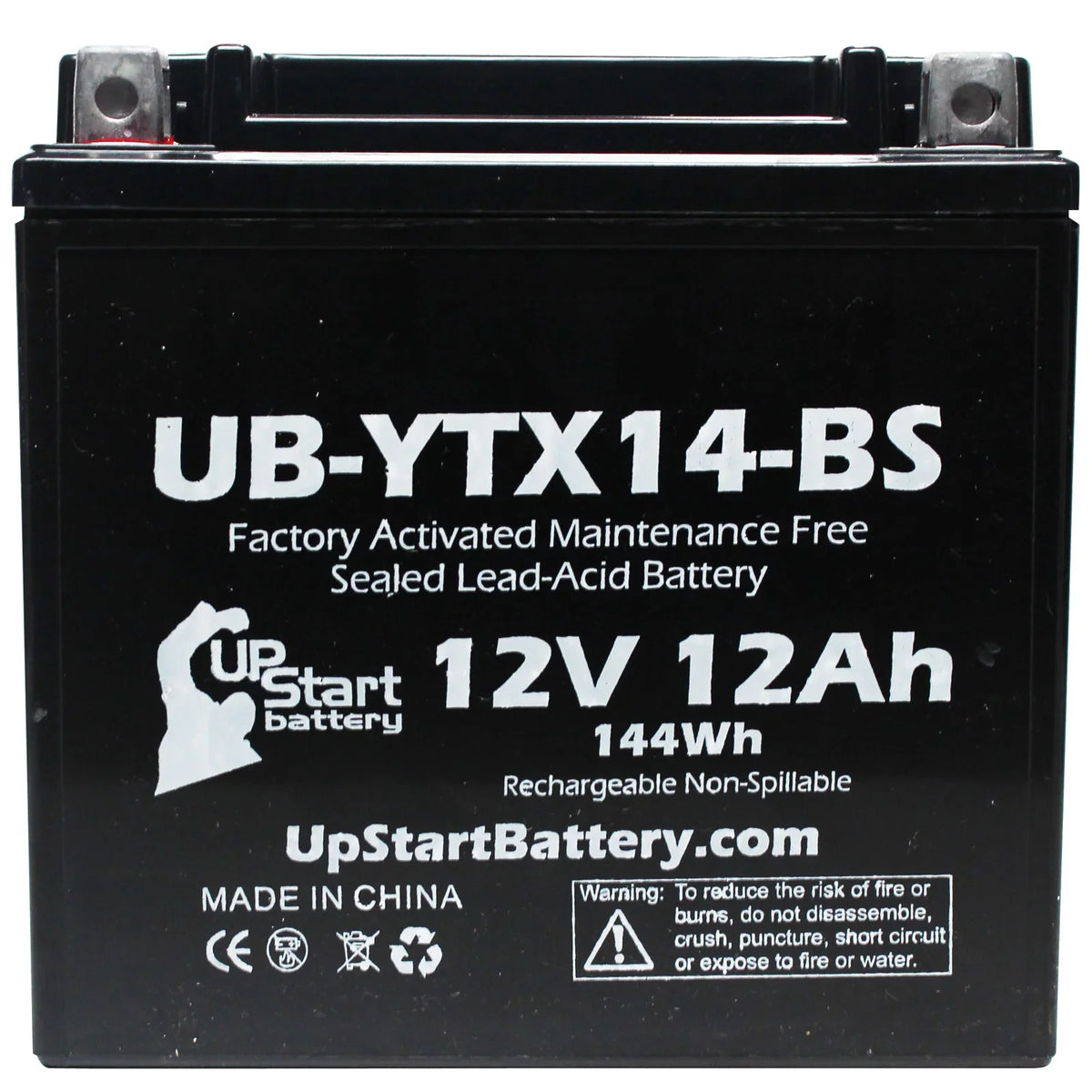 5-Pack UpStart Battery Replacement for 2012 F800ST, GS 800 CC Factory Activated, Maintenance Free, Motorcycle Battery - 12V, 12AH, UB-YTX14-BS
