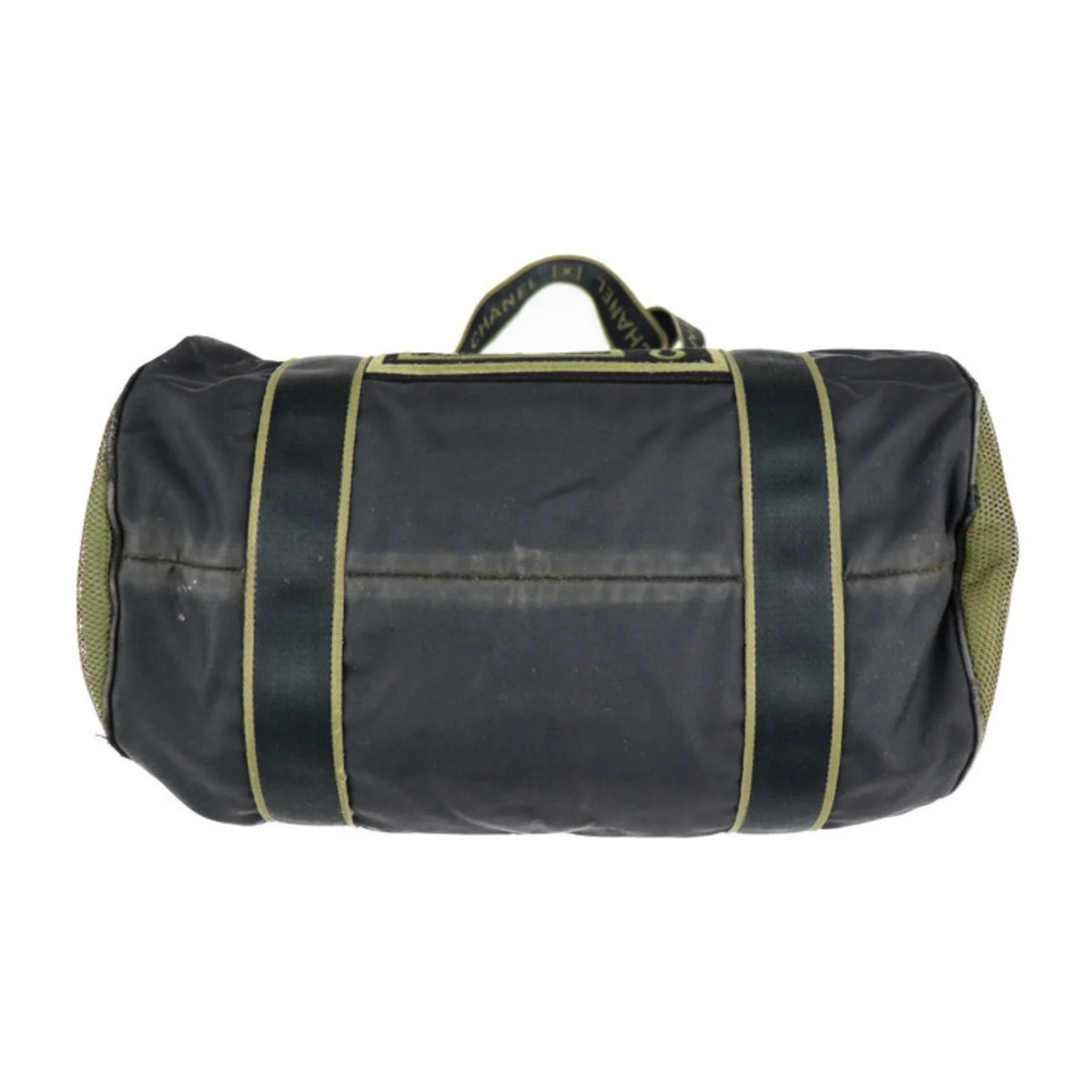 Pre-Owned CHANEL Chanel Sport Line Boston Bag Nylon Canvas Jet Khaki Green Shoulder Travel Cocomark 10 Series Round Cylindrical (Fair)