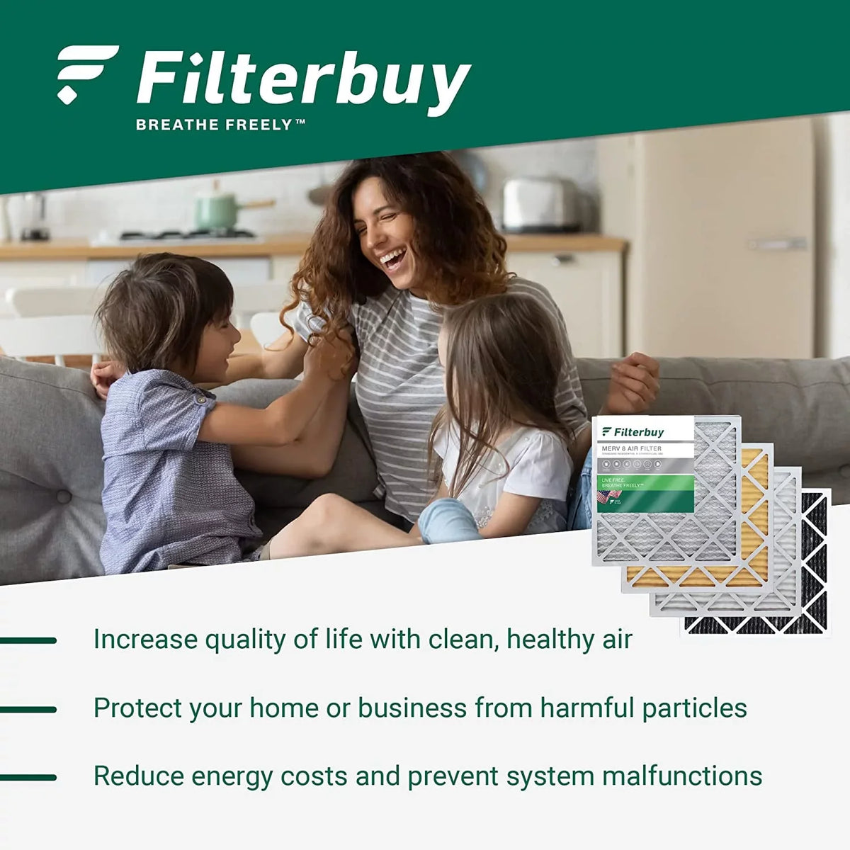Filterbuy 20x27x1 MERV 8 Pleated HVAC AC Furnace Air Filters (4-Pack)