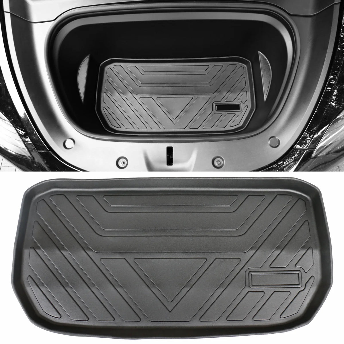 Ikon Motorsports Trunk Mats Cargo Liner Compatible with 2020-2023 Tesla Model Y Jet TPE All Weather Waterproof Anti-Slip Frunk Trunk Under Cargo Storage Liner Mat Interior Accessories 3PCS