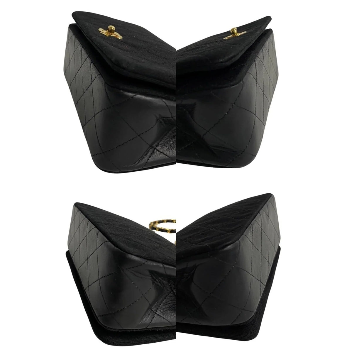 Pre-Owned CHANEL Matelasse Cotton Lambskin Turnlock Full Flap Chain Shoulder Bag Dark 73960 (Good)