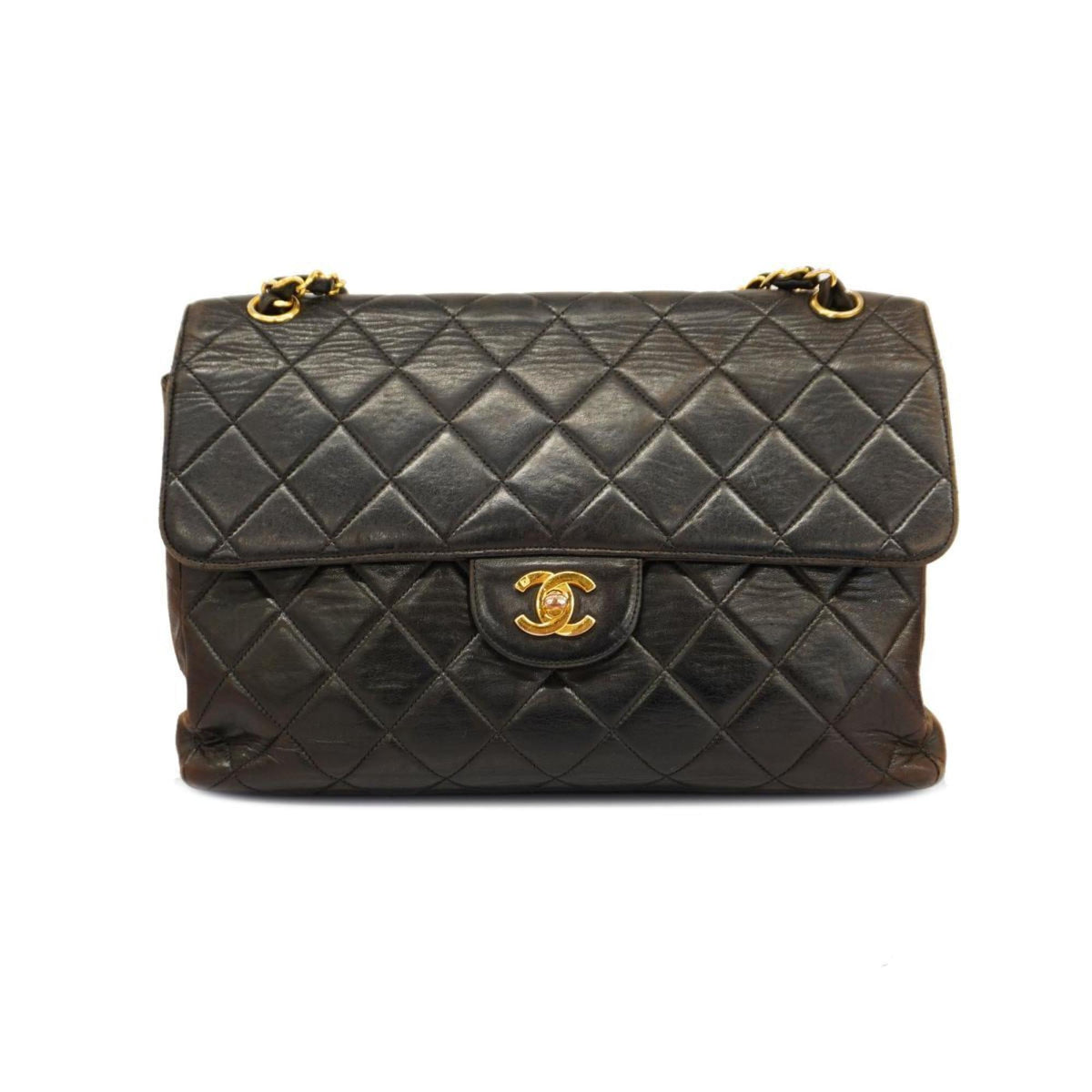 Pre-Owned Chanel Shoulder Bag Matelasse Double Face W Chain Lambskin Dark Women's (Good)