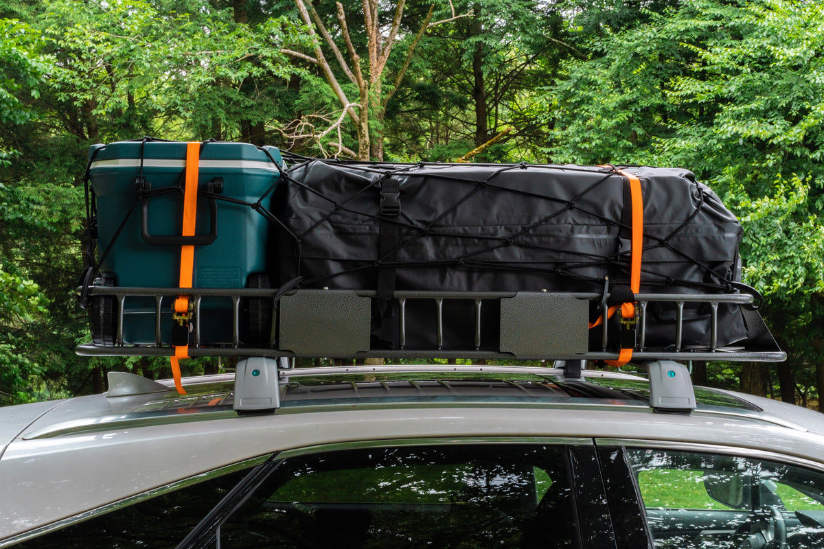 Mockins Rooftop Cargo Carrier Basket - Adjusts from 43-64"L x 39"W x 6"H | 250 lbs. Capacity Cargo Basket + Exterior Automotive Accessories.